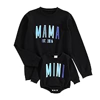 Winioder Mommy and Me Matching Outfits Letter Print Crewneck Pullover Sweatshirt Long Sleeve Shirt Tops Baby Clothes