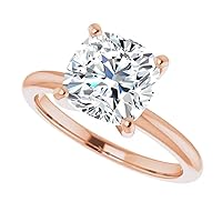 925 Silver,10K/14K/18K Solid Rose Gold Handmade Engagement Ring 1.5 CT Cushion Cut Moissanite Diamond Solitaire Wedding/Bridal Gift for Women/Her Gorgeous Gift