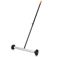 NEIKO 53414A 17-Inch Mini Magnetic Sweeper, Rolling Magnetic Sweeper with Wheels, Adjustable Handle, Lightweight Magnet to Pick Up Nails, 10-Pound Capacity, Nail Finder
