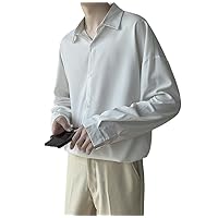 Basic Solid Shirts Men Spring Oversize Korean Long Sleeve Tops Male Social Business Shirts