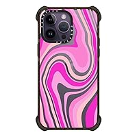 CASETiFY Ultra Impact iPhone 14 Pro Max Case [5X Military Grade Drop Tested / 11.5ft Drop Protection] - Pink Swirls Transparent Pattern - Glossy Black