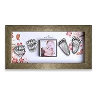 Momspresent Baby Hand Print and Foot Print Deluxe Casting kit with Gold Frame1 Silver