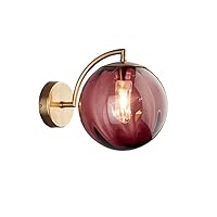Postmodern 4 Color Glass Balls Wall  Lamp Fixture Indoor Bedside Wall  Light Sconce Nordic LED Creative Simple Wall  Lantern Exterior Light Fixture (Color : Purple)
