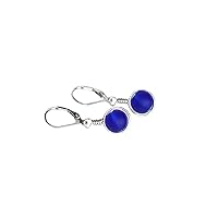 Sterling silver sea glass earrings with lever backs - great for sensitive ears • Small cobalt blue earrings • Perfect everyday pair • Handmade sea glass jewelry for women • Mother's day gift ideas