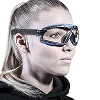 SolidWork Safety Goggles | Protective Eyewear with Anti-Fog, UV-Eye Protection Lens | Small Size Safety Glasses | Clear Blue
