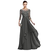 Elegant A-Line Mother of The Bride Chiffon Appliques Long Party Dresses Woman for Weddings Pleat Evening Dress
