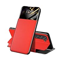 Smart Flip Leather Case for Samsung Galaxy S22 Ultra 5G S21 S20 FE S10 Plus S9 S8 S7 Note 20 10 Lite Pro 9 8 Phone Cover,red, for Galaxy S21 FE