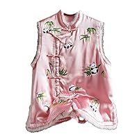 Chinese Style Standing Collar Cotton Vest Women's Winter Embroidery Top
