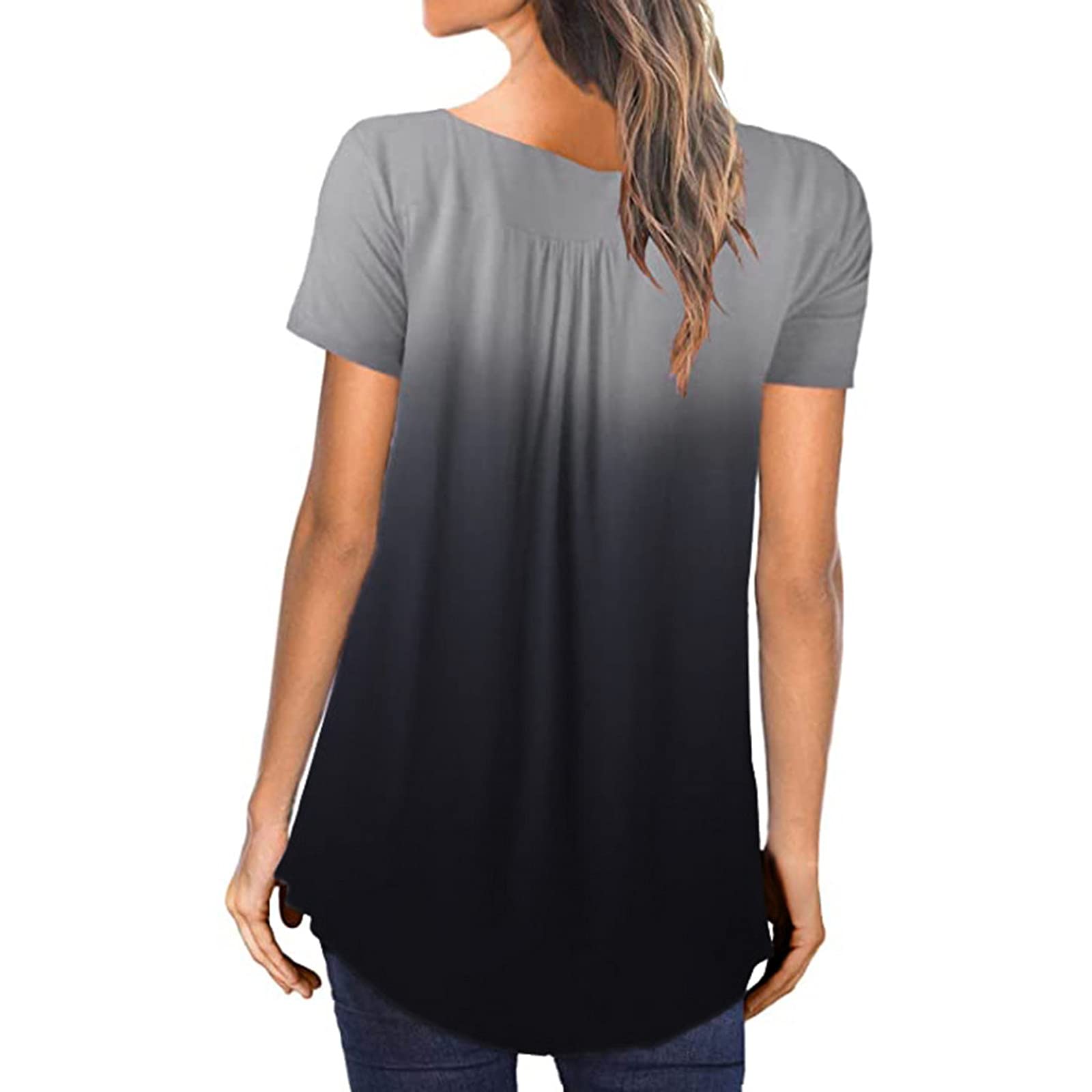 Womens Tops Hide Belly Tunic 2023 Summer Short Sleeve T Shirts Long Flowy Tshirt Casual Dressy Blouses To Wear With Leggings