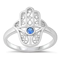 CHOOSE YOUR COLOR Sterling Silver Hamsa Protection Ring