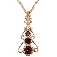 18k Rose Gold Natural Garnet & Diamond Womens Bohemian Pendant & Chain - Choice of Chain lengths