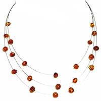 Cognac Amber Layer Illusion Necklace 'Little Charm'.