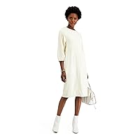 Alfani Womens Faux Suede Fit & Flare Midi Dress, White, Medium