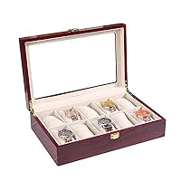 10-Slot Wooden Watch Display Case Glass Jewelry Collection Storage Box Organizer Wood Jewellery Watch Box Organizer Storage