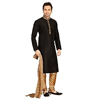Indian Royal Designer Banarasi Silk Traditional Wear Ethnic Wedding Kurta Pyjama for Men