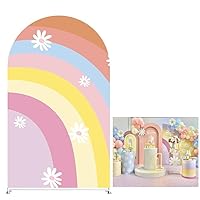 Rainbows Arched Backdrop Covers for Groovy Party Arch Stand Covers Birthday Baby Shower Cake Tablecloth Decor Props