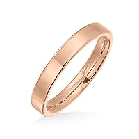 Bling Jewelry Unisex Personalized Plain Simple Thin Cigar Flat Couples Titanium Wedding Band Rings For Men Women Polished Black Silver Rose Gold Tone Comfort Fit 3MM