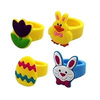 ERINGOGO 25pcs Easter Jewelry for Kids Christmas Party Rings Bunny Toys for Kids Stocking Fillers Figurelings Christmas Rubber Rings Easter Rings Kids New Year Head Child Mini