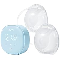 NCVI Hands Free Wearable Breast Pump 8122-3 with Tube 21/24/28mm Flanges, Electric Automatic Double Breastfeeding Pump with LCD Screen, 4 Models 9 Levels with Strong Motor and Wearable Cups