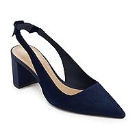 Juliet Holy Womens Pumps Pointed Toe Slip on Slingback Cute Bowknot Classic Chunky Block Heels