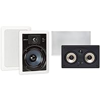 Polk Audio RC65i 2-way 6.5-inch In-wall Speakers (Pair) with 255C-RT Center Channel In-wall Speaker From The Vanishing Series | Easily Fits, Looks Minimal, Gives Out Great Sound | Paintable Grille