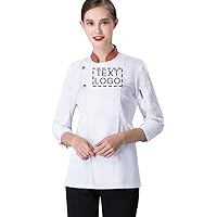 Personalized Customized Womens/Executive Chef Coats Hotel Kitchen Restaurant Cooking Stand Collar Long Sleeve Chef Jacket