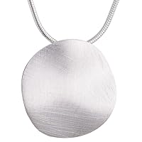 Vinani pendant wavy circle brushed with snake chain 925 sterling silver Italy AGW-S.