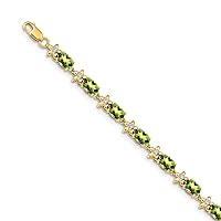 4.5mm 14k Gold Floral Diamond Peridot Bracelet Jewelry for Women