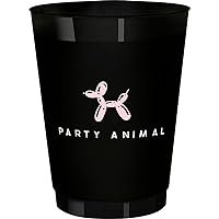 Slant Collections BPA-Free Plastic Drink Cups, 8-Count/16-Ounce, Party Animal