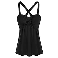 Belle Poque Women's Summer Tank Tops Sleeveless Vintage Ruched Blouses Shirts