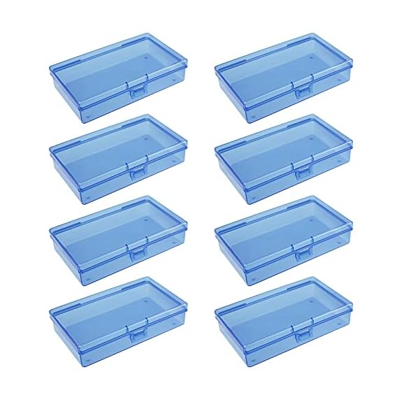 Goodma 8 Pieces Rectangular Empty Mini Plastic Organizer Storage Box  Containers with Hinged Lids for Small Items and Other Craft Projects, 5.3 x  3.1 x