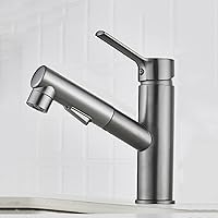 Pull Out Bathroom Faucet, Brass Mixer Tap Bathroom Sink, Bathroom Basin Faucet Compatible with Hot and Cold Water, Single Lever Pull Out Mixer Tap Compatible with Bathroom Sink,Short, Sink Faucets