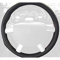 RedlineGoods Steering Wheel Cover - Sport Wheel Compatible with Pontiac GTO 2004-06. Tailor Made - not Universal. Genuine top-Grade Italian Black Leather with Blue Thread