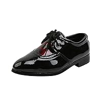 Classic Pointed Toe Dress Shoes for Boys - Shiny Lace-up Performance Shoes for Wedding, Evening Wear, Suitable for Toddlers and Little Kids