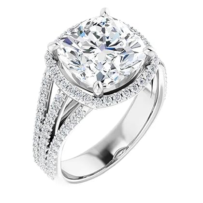 JEWELERYIUM Cushion Cut 6 Carat Moissanite Engagement Ring, Wedding Ring, Eternity Sterling Silver Ring, Anniversary/Christmas/Birthday/Valentine's Day Jewelry Gift