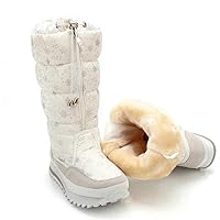 High Women Snow Boots Thick Bottom Winter Plush Warm White Zip Elegant Womens Boots White 4