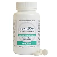 ProBiora Professional Strength Oral-Care Chewable Probiotic Tablets | Dental Supplement for Women and Men | Healthier Teeth and Gums | Fresher Breath | Whiter Teeth | Mint - 90 Count (Gentle Mint)