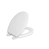 Centoco Round Toilet Seat Soft Close, Closed Front with Cover, Molded Wood, Made in the USA, 700SC-001, White