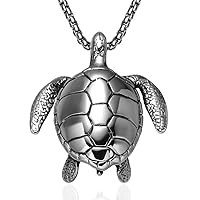 Stainless Steel Big Sea Turtle Pendant Necklace Jewelry Men
