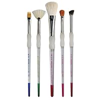 Royal & Langnickel Soft Grip 5pc Assorted Hair Texture Paint Brush Set, Includes - Deerfoot, Comb, Mop & Fan Brushes