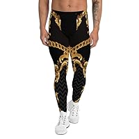 Men’s Leggings Workout Gym Pants Activewear Zig Stripe Onyx Gold Black