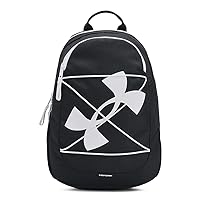 Under Armour unisex-adult Hustle Play Backpack, (001) Black/Black/White, One Size Fits Most