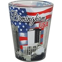 Birmingham Alabama USA Flag and Skyline Collage Shot Glass ctm