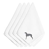 Caroline's Treasures BB3396NPKE Scottish Deerhound Embroidered Napkins Set of 4 Napkin Cloth Washable, Soft, Durable, Table Dinner Napkins Cloth for Hotel, Lunch, Restaurant, Weddings, Parties