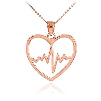 Rose Gold Heartbeat Pulse Pendant Necklace - Gold Purity:: 10K, Pendant/Necklace Option: Pendant With 18