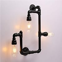 Vintage Industrial Wall Lamp Water Pipe Wall Lighting Steampunk 3-Lights Black Staered Pipework Wall Sconce E27 Socket Wall Lantern Fixture for Corridor Aisle Decor