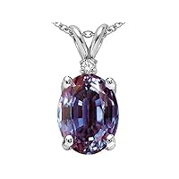 Tommaso Design Oval 9x7mm Simulated Alexandrite Pendant Necklace 14kt Gold