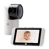 KODAK Cherish C525IR Video Baby Monitor and Mobile App - Remote Tilt, Pan and Zoom, HD Baby Camera, 5” HD Parent Unit, Infrared Night Vision, Camera Battery for Wireless, Long Range and 2-Way Talk
