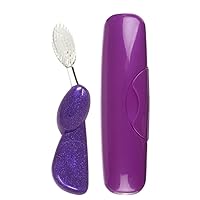 RADIUS Toothbrush Big Brush with Replaceable Brush Head BPA Free ADA Accepted - Left Hand - Purple Brush with Purple Case