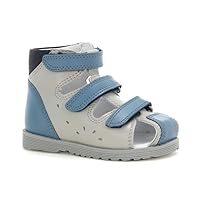Boys Orthopedic Leather High Sandals Fisherman Style 81789/V11 Grey/Blue (Toddler/Little Kid)